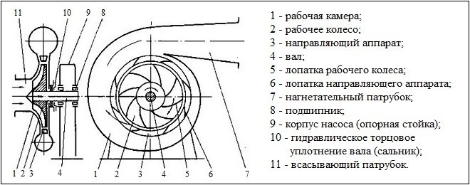 Принципиальная схема центробежного насоса