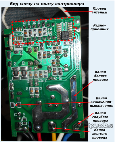 Вид снизу на плату контроллера