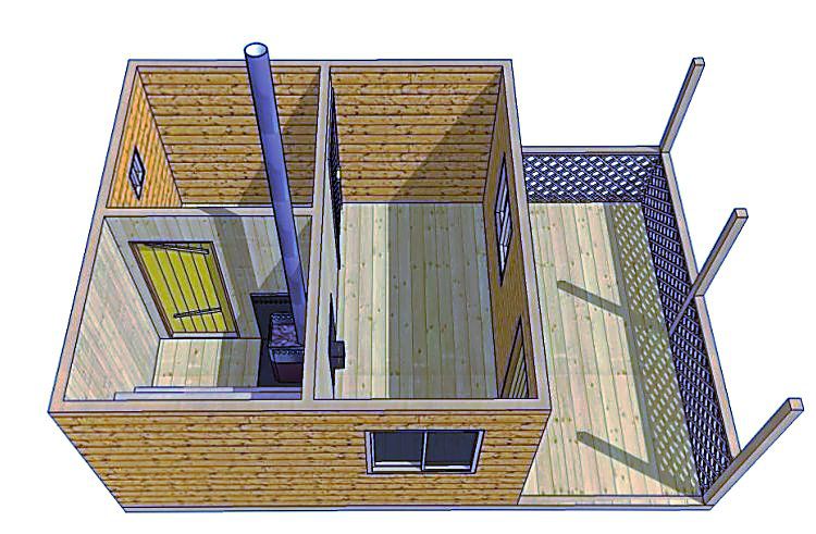 Проект бани из 3х помещений