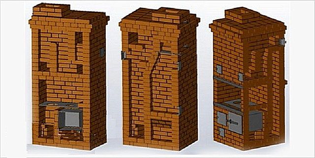 Проекции в разрезе дадут более полное представление об устройстве печки