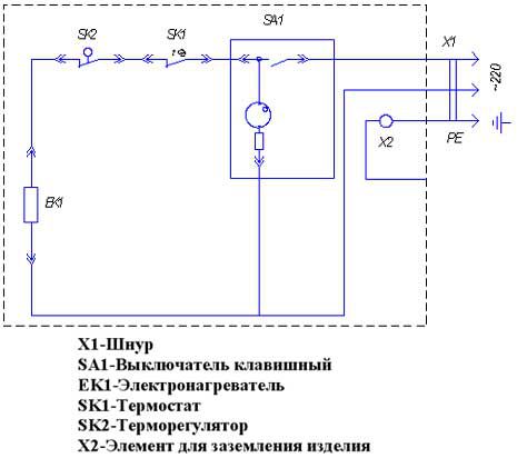 Электрическая схема наливного электрического водонагревателя