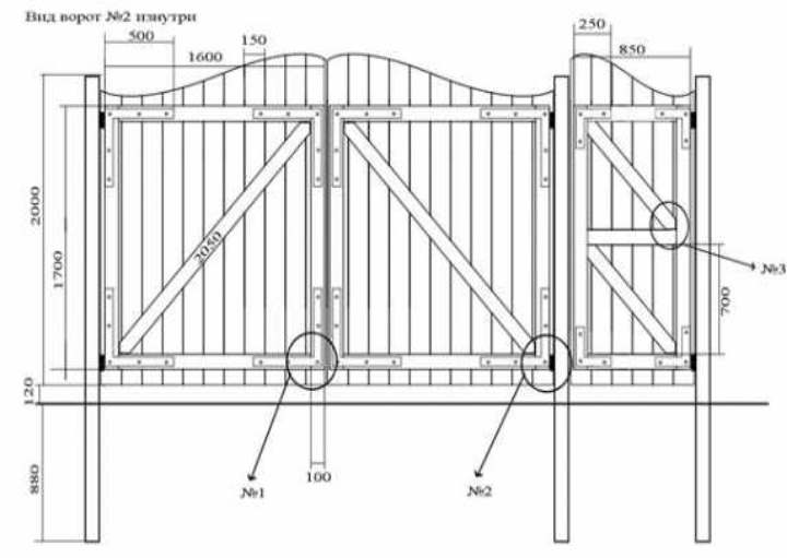 Ворота из дерева в чертеже
